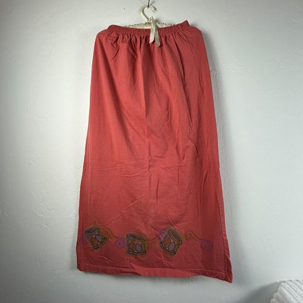 VINTAGE Blue Fish Women's Straight Skirt Coral Organic Cotton Elastic Waist 1